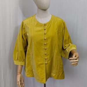 Vintage Elevenses Yellow Cotton 3/4 sleeve cardigan Size 12